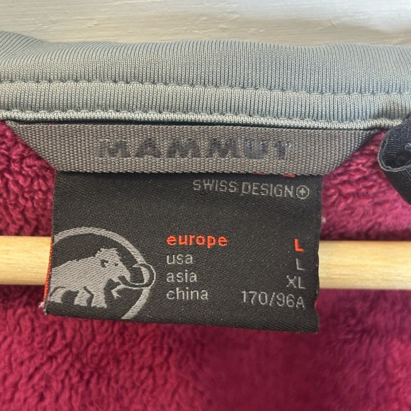 Mammut Women’s Full-Zip Fleece Jacket Hooded Burgundy Pink Size L - Picture 8 of 8